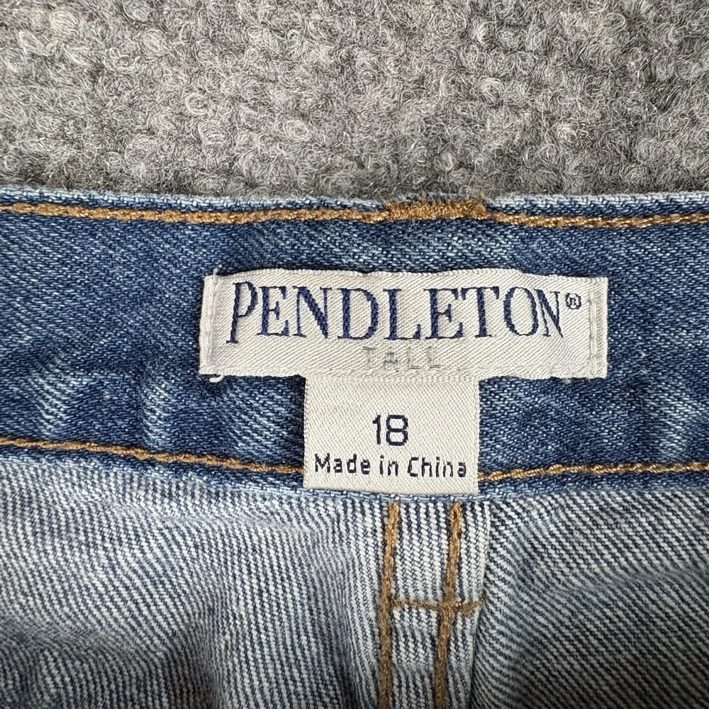 Pendleton Jeans Womens 18 Tall‎ 37x36 Blue Straight Distressed Americana Classic